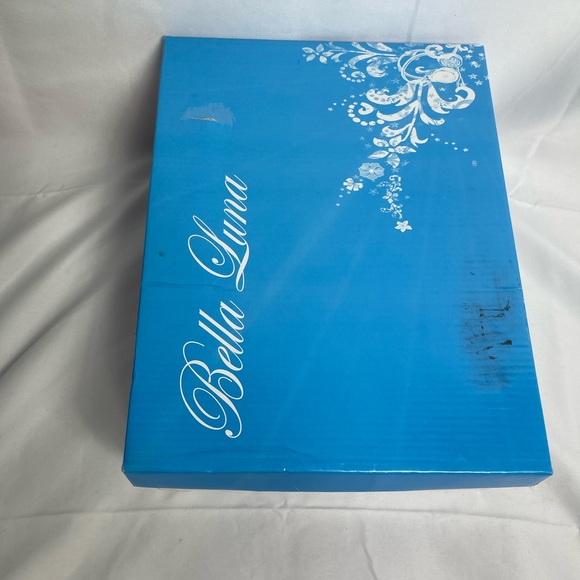 Bella Luna Women's Open Toe Chunky High Heel Rhinestone Glitter Sandals - Picture 7 of 7